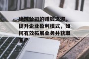 建筑公司的赚钱之道，提升企业盈利模式，如何有效拓展业务并获取客户