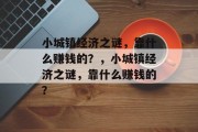 小城镇经济之谜，靠什么赚钱的？，小城镇经济之谜，靠什么赚钱的？