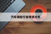 汽车保险行业现状分析