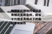 微谷子代理如何通过业务模式实现盈利，微谷子代理业务模式下的盈利策略解析