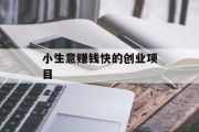 小生意赚钱快的创业项目