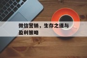 微信营销，生存之道与盈利策略