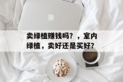 卖绿植赚钱吗？，室内绿植，卖好还是买好？