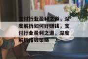 支付行业盈利之道，深度解析如何好赚钱，支付行业盈利之道，深度解析赚钱策略