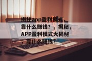 揭秘app盈利模式，靠什么赚钱？，揭秘，APP盈利模式大揭秘，靠什么赚钱？