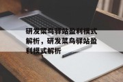 研发菜鸟驿站盈利模式解析，研发菜鸟驿站盈利模式解析