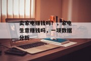 卖家电赚钱吗？，家电生意赚钱吗，一项数据分析