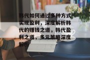 韩代如何通过多种方式实现盈利，深度解析韩代的赚钱之道，韩代盈利之道，多元策略深度解析