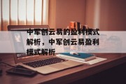 中军创云易的盈利模式解析，中军创云易盈利模式解析