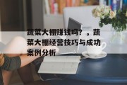 蔬菜大棚赚钱吗？，蔬菜大棚经营技巧与成功案例分析