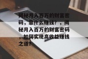 揭秘月入百万的财富密码，靠什么赚钱？，揭秘月入百万的财富密码，如何实现高收益赚钱之道？