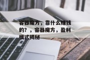 容器魔方，靠什么赚钱的？，容器魔方，盈利模式揭秘