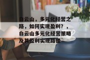 白云山，多元化经营之路，如何实现盈利？，白云山多元化经营策略及其盈利实现路径