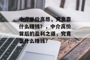 中介单价高昂，究竟靠什么赚钱？，中介高价背后的盈利之道，究竟靠什么赚钱？