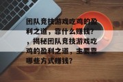 团队竞技游戏吃鸡的盈利之道，靠什么赚钱？，揭秘团队竞技游戏吃鸡的盈利之道，主要靠哪些方式赚钱？