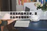 农家乐的盈利之道，靠什么项目赚钱快？