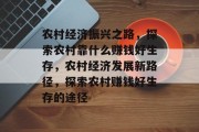 农村经济振兴之路，探索农村靠什么赚钱好生存，农村经济发展新路径，探索农村赚钱好生存的途径