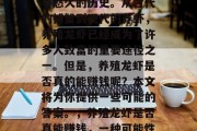 养殖龙虾在中国大陆有着悠久的历史。从古代的捕蟹到现代的养虾，养殖龙虾已经成为了许多人致富的重要途径之一。但是，养殖龙虾是否真的能赚钱呢？本文将为你提供一些可能的答案。，养殖龙虾是否真能赚钱，一种可能性分析