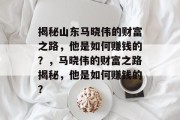 揭秘山东马晓伟的财富之路，他是如何赚钱的？，马晓伟的财富之路揭秘，他是如何赚钱的？