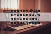 云盘靠什么赚钱？深度解析云盘盈利模式，深度解析云盘如何赚钱，盈利模式的探索与实践