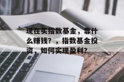 现在买指数基金，靠什么赚钱？，指数基金投资，如何实现盈利？