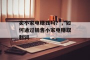 卖小家电赚钱吗？，如何通过销售小家电赚取利润