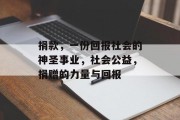 捐款，一份回报社会的神圣事业，社会公益，捐赠的力量与回报