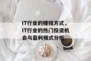 IT行业的赚钱方式，IT行业的热门投资机会与盈利模式分析