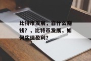 比特币发展，靠什么赚钱？，比特币发展，如何实现盈利？