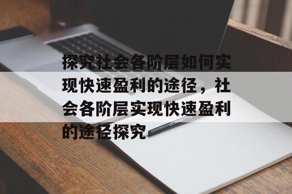 探究社会各阶层如何实现快速盈利的途径，社会各阶层实现快速盈利的途径探究